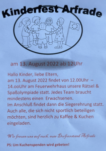 Kinderfest Arfrade 2022